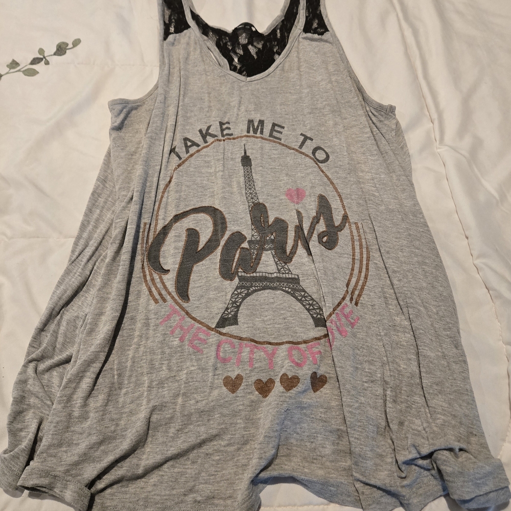 Gray Paris Graphic Tank Top
